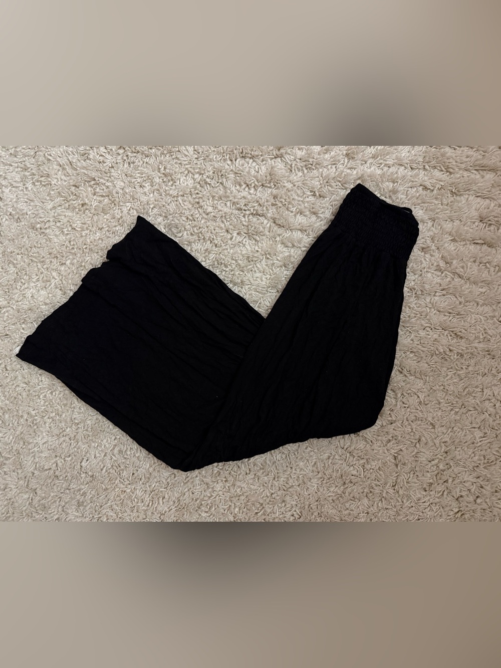 EARTHBOUND Black Smocked-Waist Wide Leg Pants